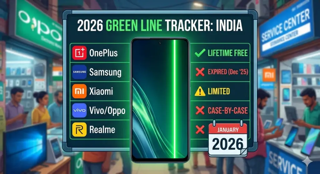 green line screen issue free replacement India 2026